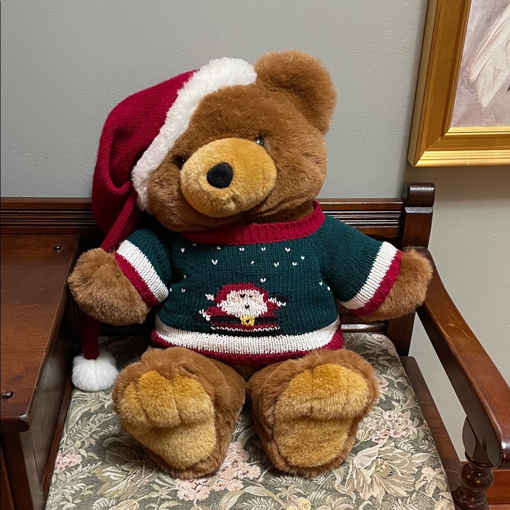 Large Festive Teddy Bear with Santa Hat